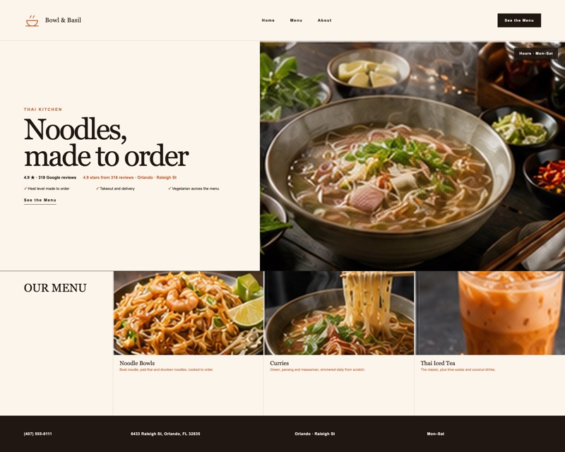 Homepage design for Bowl & Basil