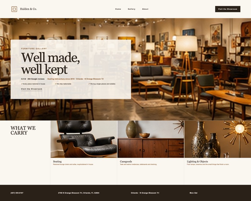 Homepage design for Halden & Co.