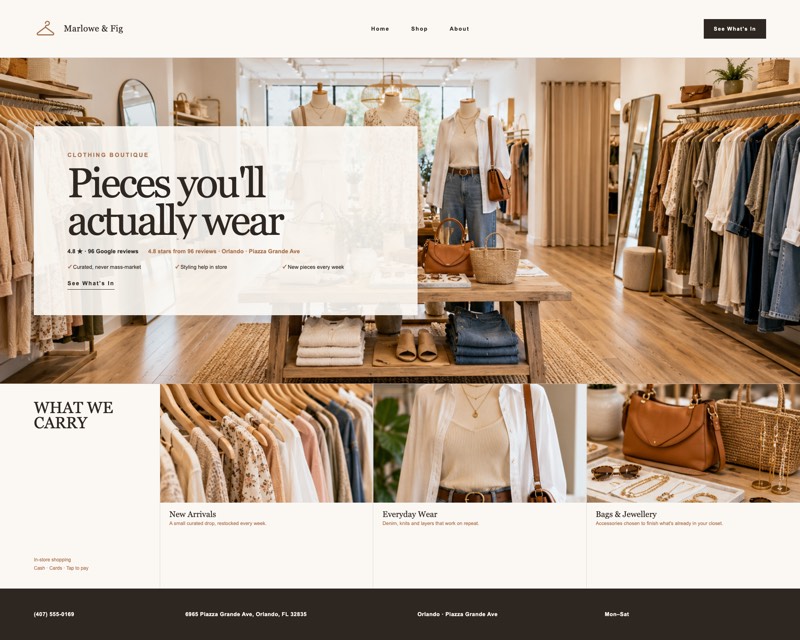 Homepage design for Marlowe & Fig