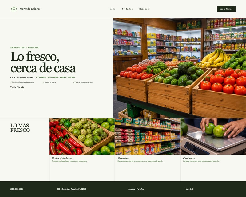 Homepage design for Mercado Solano