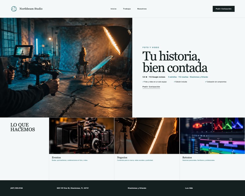 Homepage design for Northbeam Studio