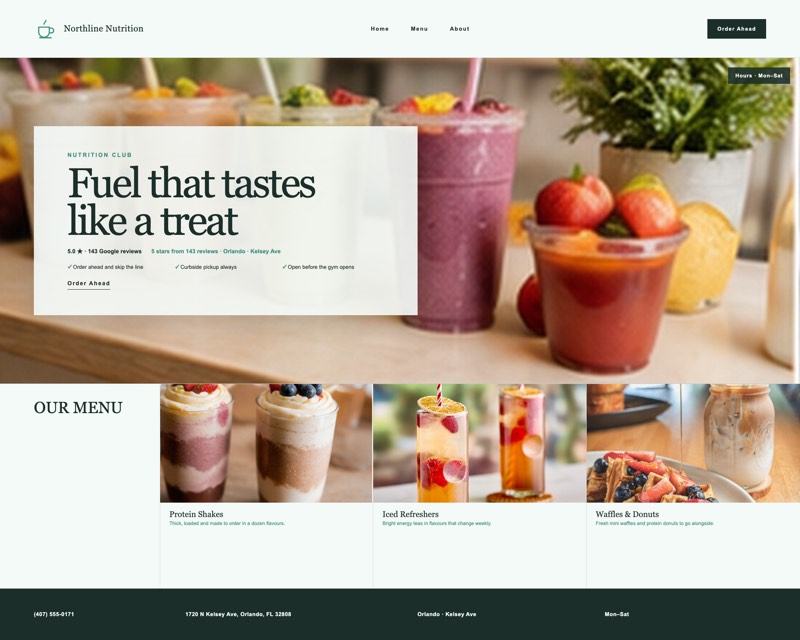 Homepage design for Northline Nutrition